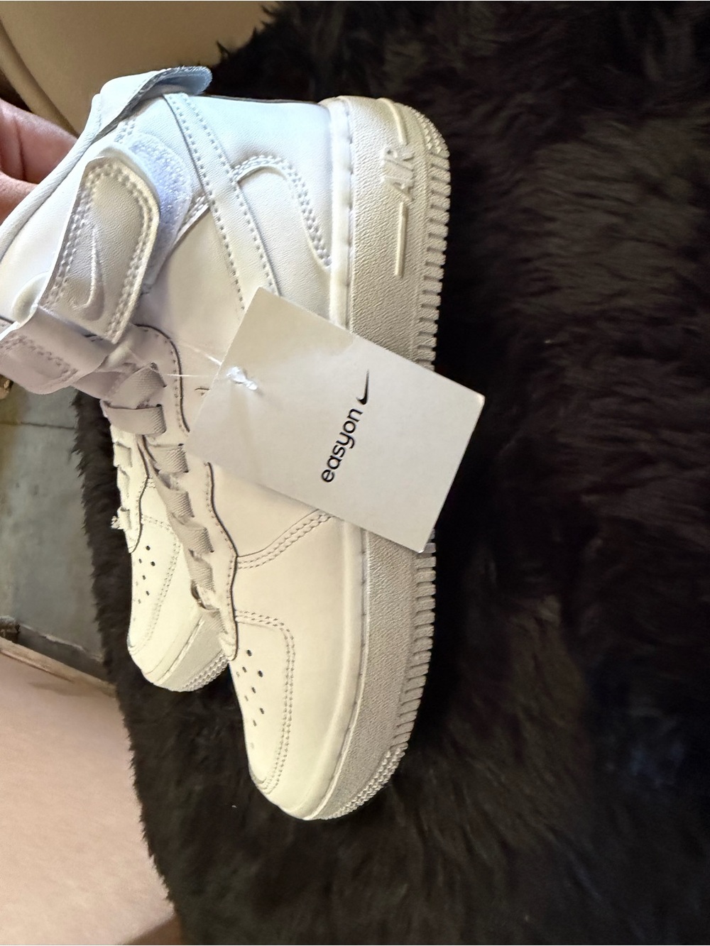 Nike Kids White High-Top Sneakers with Strap